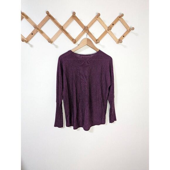 Max Studio Plum Purple 100% Extrafine Merino Wool Long Sleeve Top - Size L - Picture 5 of 5